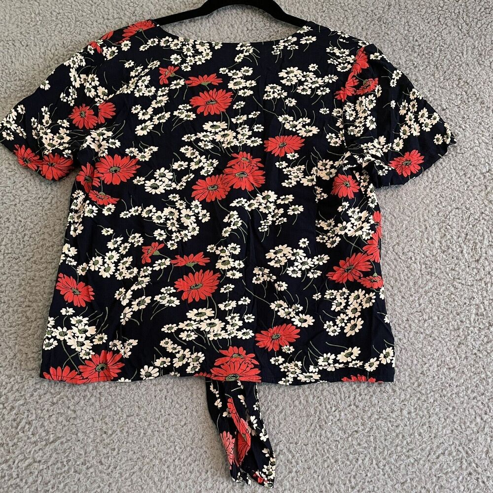Madewell Women's Size XS HILLSIDE DAISIES Short Sleeve Tie Front Top Blouse - Picture 8 of 11
